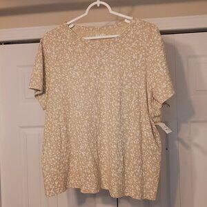 #237 3/$18 - Old Navy Tan/White Short Sleeve Top Size XL